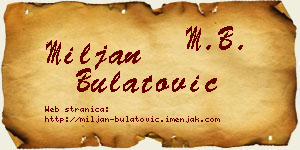 Miljan Bulatović vizit kartica